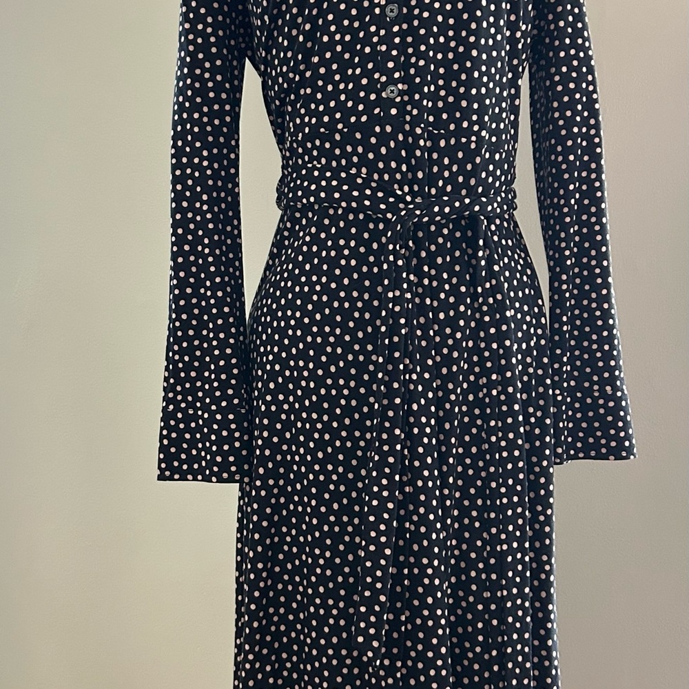 Polka Dot Boden Long Sleeve Jersey Shirt Dress